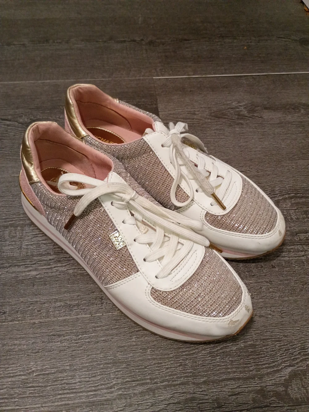 Michael Kors Women's Pink Metallic Lace-Up Sneakers